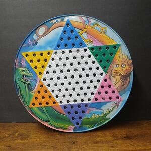 Vintage Dragon Themed Tin Chinese Checkers / Chess / Checkers Game Set